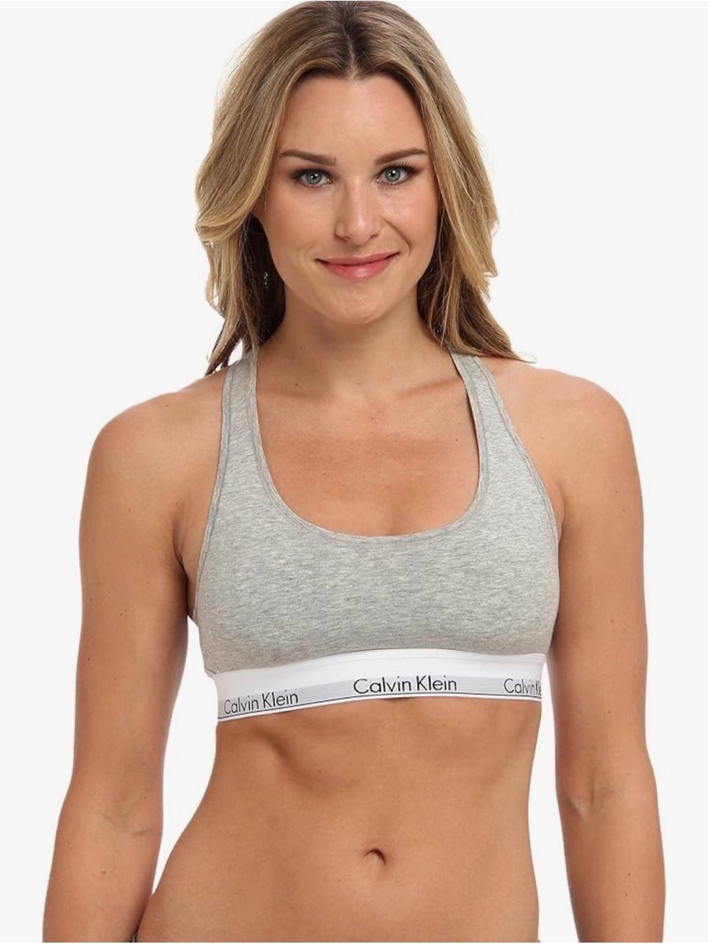 Calvin Klein Heather Gray Racerback Cotton Bralette